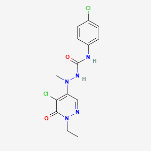 molecular formula C14H15Cl2N5O2 B3035410 2-(5-chloro-1-ethyl-6-oxo-1,6-dihydro-4-pyridazinyl)-N-(4-chlorophenyl)-2-methyl-1-hydrazinecarboxamide CAS No. 320421-68-9