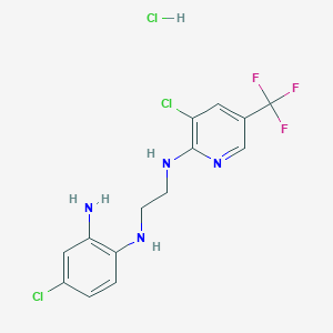 molecular formula C14H14Cl3F3N4 B3035426 4-chloro-1-N-(2-{[3-chloro-5-(trifluoromethyl)pyridin-2-yl]amino}ethyl)benzene-1,2-diamine hydrochloride CAS No. 321385-54-0