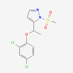 molecular formula C12H12Cl2N2O3S B3035429 5-[1-(2,4-dichlorophenoxy)ethyl]-1-(methylsulfonyl)-1H-pyrazole CAS No. 321385-69-7