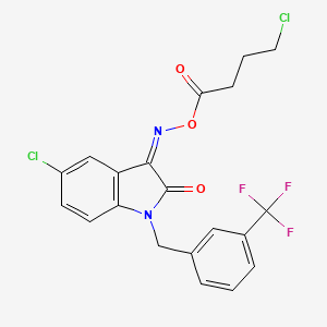 [(Z)-[5-Chloro-2-oxo-1-[[3-(trifluoromethyl)phenyl]methyl]indol-3-ylidene]amino] 4-chlorobutanoate