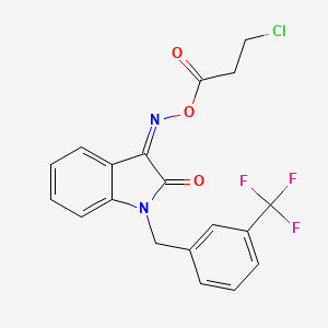 molecular formula C19H14ClF3N2O3 B3035438 [(Z)-[2-氧代-1-[[3-(三氟甲基)苯基]甲基]吲哚-3-亚胺基]氨基] 3-氯丙酸酯 CAS No. 321429-88-3