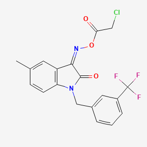 molecular formula C19H14ClF3N2O3 B3035440 [(Z)-[5-methyl-2-oxo-1-[[3-(trifluoromethyl)phenyl]methyl]indol-3-ylidene]amino] 2-chloroacetate CAS No. 321429-94-1