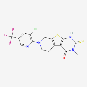 molecular formula C16H12ClF3N4OS2 B3035442 7-[3-chloro-5-(trifluoromethyl)-2-pyridinyl]-3-methyl-2-sulfanyl-5,6,7,8-tetrahydropyrido[4',3':4,5]thieno[2,3-d]pyrimidin-4(3H)-one CAS No. 321430-49-3
