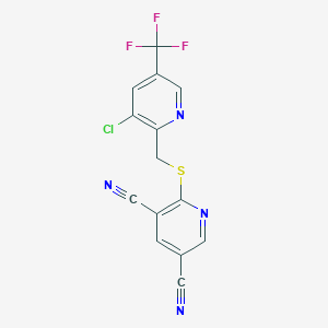 molecular formula C14H6ClF3N4S B3035445 2-({[3-Chloro-5-(trifluoromethyl)-2-pyridinyl]methyl}sulfanyl)-3,5-pyridinedicarbonitrile CAS No. 321430-62-0