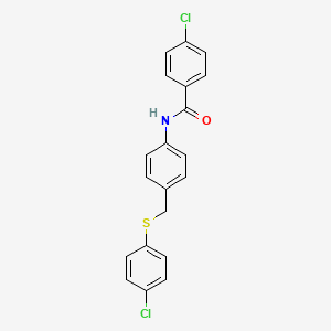 molecular formula C20H15Cl2NOS B3035451 4-chloro-N-(4-{[(4-chlorophenyl)sulfanyl]methyl}phenyl)benzenecarboxamide CAS No. 321431-64-5