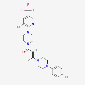 molecular formula C24H26Cl2F3N5O B3035455 (E)-3-[4-(4-chlorophenyl)piperazin-1-yl]-1-[4-[3-chloro-5-(trifluoromethyl)pyridin-2-yl]piperazin-1-yl]but-2-en-1-one CAS No. 321432-19-3