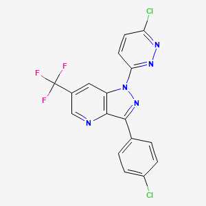 molecular formula C17H8Cl2F3N5 B3035461 3-(4-chlorophenyl)-1-(6-chloro-3-pyridazinyl)-6-(trifluoromethyl)-1H-pyrazolo[4,3-b]pyridine CAS No. 321432-68-2