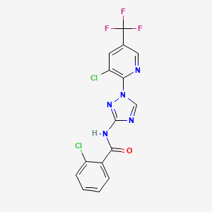 molecular formula C15H8Cl2F3N5O B3035470 2-chloro-N-{1-[3-chloro-5-(trifluoromethyl)-2-pyridinyl]-1H-1,2,4-triazol-3-yl}benzenecarboxamide CAS No. 321434-03-1