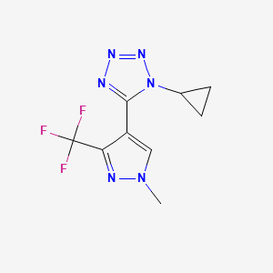molecular formula C9H9F3N6 B3035477 1-cyclopropyl-5-[1-methyl-3-(trifluoromethyl)-1H-pyrazol-4-yl]-1H-1,2,3,4-tetraazole CAS No. 321526-29-8