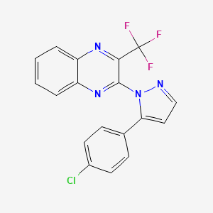 molecular formula C18H10ClF3N4 B3035481 2-[5-(4-chlorophenyl)-1H-pyrazol-1-yl]-3-(trifluoromethyl)quinoxaline CAS No. 321538-11-8