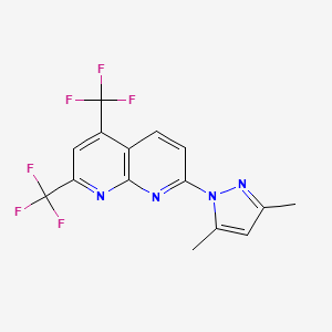 molecular formula C15H10F6N4 B3035498 7-(3,5-dimethyl-1H-pyrazol-1-yl)-2,4-bis(trifluoromethyl)[1,8]naphthyridine CAS No. 321998-05-4