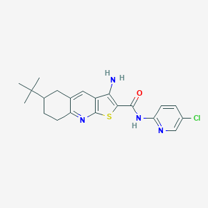 molecular formula C21H23ClN4OS B303551 3-amino-6-tert-butyl-N-(5-chloropyridin-2-yl)-5,6,7,8-tetrahydrothieno[2,3-b]quinoline-2-carboxamide 