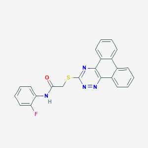 molecular formula C23H15FN4OS B303553 N-(2-fluorophenyl)-2-(phenanthro[9,10-e][1,2,4]triazin-3-ylsulfanyl)acetamide 