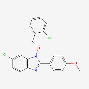 molecular formula C21H16Cl2N2O2 B3035530 6-chloro-1-[(2-chlorobenzyl)oxy]-2-(4-methoxyphenyl)-1H-1,3-benzimidazole CAS No. 329234-77-7