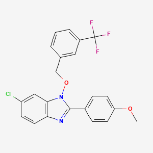 molecular formula C22H16ClF3N2O2 B3035531 4-(6-chloro-1-{[3-(trifluoromethyl)benzyl]oxy}-1H-1,3-benzimidazol-2-yl)phenyl methyl ether CAS No. 329234-91-5