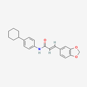 molecular formula C22H23NO3 B3035534 (2E)-3-(2H-1,3-benzodioxol-5-yl)-N-(4-cyclohexylphenyl)prop-2-enamide CAS No. 329777-41-5