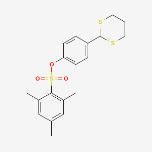 molecular formula C19H22O3S3 B3035536 4-(1,3-Dithian-2-yl)phenyl 2,4,6-trimethylbenzenesulfonate CAS No. 329777-72-2