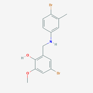 molecular formula C15H15Br2NO2 B3035539 4-Bromo-2-{[(4-bromo-3-methylphenyl)amino]methyl}-6-methoxyphenol CAS No. 329778-91-8