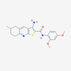 molecular formula C21H23N3O3S B303555 3-amino-N-(2,4-dimethoxyphenyl)-6-methyl-5,6,7,8-tetrahydrothieno[2,3-b]quinoline-2-carboxamide 