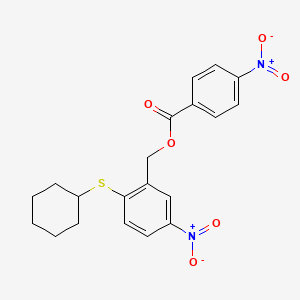 molecular formula C20H20N2O6S B3035552 2-(Cyclohexylsulfanyl)-5-nitrobenzyl 4-nitrobenzenecarboxylate CAS No. 331460-22-1