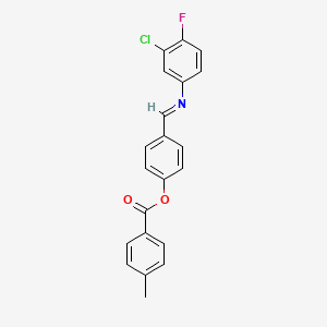 molecular formula C21H15ClFNO2 B3035553 [4-[(3-氯-4-氟苯基)亚氨基甲基]苯基] 4-甲基苯甲酸酯 CAS No. 331460-60-7