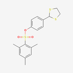 molecular formula C18H20O3S3 B3035555 4-(1,3-Dithiolan-2-yl)phenyl 2,4,6-trimethylbenzenesulfonate CAS No. 331461-24-6