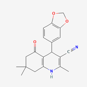 molecular formula C20H20N2O3 B3035575 4-(1,3-Benzodioxol-5-yl)-2,7,7-trimethyl-5-oxo-1,4,5,6,7,8-hexahydro-3-quinolinecarbonitrile CAS No. 333779-45-6
