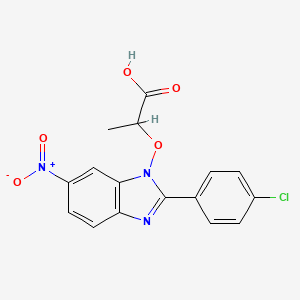 2-{[2-(4-chlorophenyl)-6-nitro-1H-1,3-benzimidazol-1-yl]oxy}propanoic acid