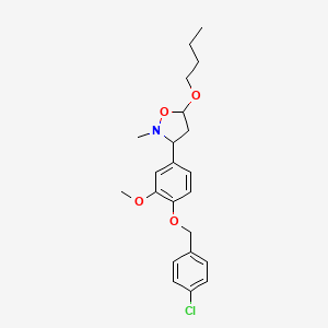 molecular formula C22H28ClNO4 B3035585 5-Butoxy-3-{4-[(4-chlorobenzyl)oxy]-3-methoxyphenyl}-2-methyltetrahydroisoxazole CAS No. 337920-25-9
