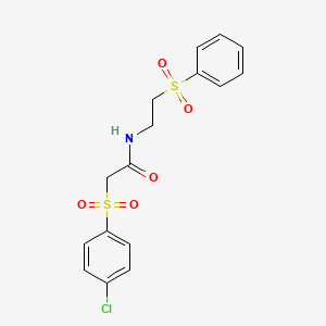 molecular formula C16H16ClNO5S2 B3035595 2-(4-chlorophenylsulfonyl)-N-(2-(phenylsulfonyl)ethyl)acetamide CAS No. 337923-53-2