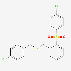 molecular formula C20H16Cl2O2S2 B3035597 (2-{[(4-Chlorobenzyl)sulfanyl]methyl}phenyl)(4-chlorophenyl)dioxo-lambda~6~-sulfane CAS No. 337923-95-2