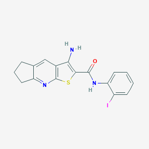 molecular formula C17H14IN3OS B303560 3-amino-N-(2-iodophenyl)-6,7-dihydro-5H-cyclopenta[b]thieno[3,2-e]pyridine-2-carboxamide 