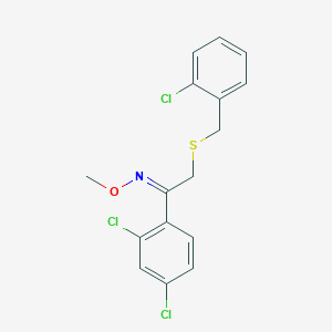 molecular formula C16H14Cl3NOS B3035603 (E)-2-[(2-Chlorophenyl)methylsulfanyl]-1-(2,4-dichlorophenyl)-N-methoxyethanimine CAS No. 338391-93-8