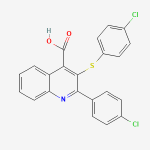 molecular formula C22H13Cl2NO2S B3035604 2-(4-Chlorophenyl)-3-[(4-chlorophenyl)sulfanyl]-4-quinolinecarboxylic acid CAS No. 338392-01-1