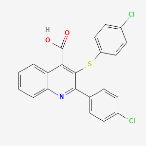 molecular formula C22H13Cl2NO2S B3035604 2-(4-氯苯基)-3-[(4-氯苯基)硫烷基]-4-喹啉甲酸 CAS No. 338392-01-1