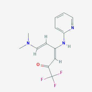 molecular formula C13H14F3N3O B3035607 (3E,5E)-6-(dimethylamino)-1,1,1-trifluoro-4-(pyridin-2-ylamino)hexa-3,5-dien-2-one CAS No. 338393-29-6