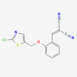 molecular formula C14H8ClN3OS B3035610 2-({2-[(2-Chloro-1,3-thiazol-5-yl)methoxy]phenyl}methylene)malononitrile CAS No. 338393-71-8