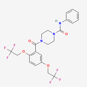 molecular formula C22H21F6N3O4 B3035611 4-[2,5-bis(2,2,2-trifluoroethoxy)benzoyl]-N-phenylpiperazine-1-carboxamide CAS No. 338394-12-0