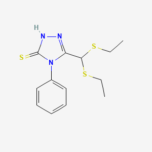molecular formula C13H17N3S3 B3035613 5-[bis(ethylsulfanyl)methyl]-4-phenyl-4H-1,2,4-triazol-3-ylhydrosulfide CAS No. 338394-34-6