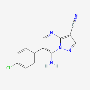 molecular formula C13H8ClN5 B3035615 7-氨基-6-(4-氯苯基)吡唑并[1,5-a]嘧啶-3-腈 CAS No. 338394-47-1