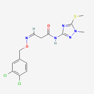 molecular formula C14H15Cl2N5O2S B3035622 (3Z)-3-[(3,4-二氯苯基)甲氧基亚氨基]-N-(1-甲基-5-甲硫基-1,2,4-三唑-3-基)丙酰胺 CAS No. 338394-95-9