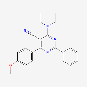 molecular formula C22H22N4O B3035623 4-(二乙氨基)-6-(4-甲氧苯基)-2-苯基嘧啶-5-腈 CAS No. 338395-08-7