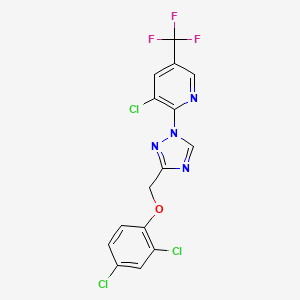 molecular formula C15H8Cl3F3N4O B3035627 3-chloro-2-{3-[(2,4-dichlorophenoxy)methyl]-1H-1,2,4-triazol-1-yl}-5-(trifluoromethyl)pyridine CAS No. 338395-63-4