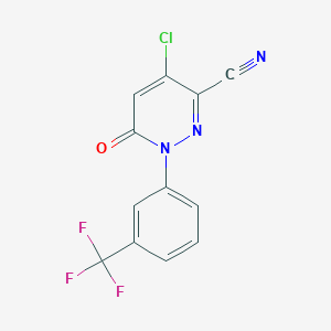 molecular formula C12H5ClF3N3O B3035629 4-氯-6-氧代-1-[3-(三氟甲基)苯基]-1,6-二氢-3-哒嗪甲腈 CAS No. 338395-67-8