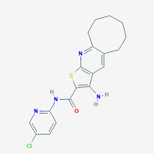molecular formula C19H19ClN4OS B303563 3-amino-N-(5-chloro-2-pyridinyl)-5,6,7,8,9,10-hexahydrocycloocta[b]thieno[3,2-e]pyridine-2-carboxamide 