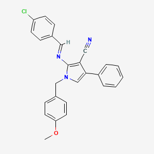2-[(E)-(4-Chlorophenyl)methylideneamino]-1-[(4-methoxyphenyl)methyl]-4-phenylpyrrole-3-carbonitrile