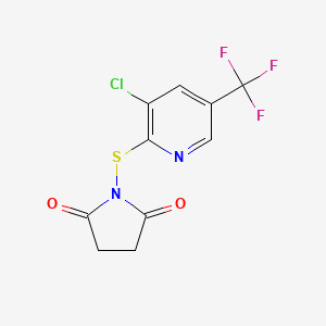 molecular formula C10H6ClF3N2O2S B3035643 1-{[3-chloro-5-(trifluoromethyl)-2-pyridinyl]sulfanyl}dihydro-1H-pyrrole-2,5-dione CAS No. 338397-94-7