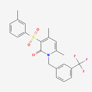 4,6-Dimethyl-3-(3-methylphenyl)sulfonyl-1-[[3-(trifluoromethyl)phenyl]methyl]pyridin-2-one