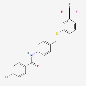 4-chloro-N-[4-[[3-(trifluoromethyl)phenyl]sulfanylmethyl]phenyl]benzamide