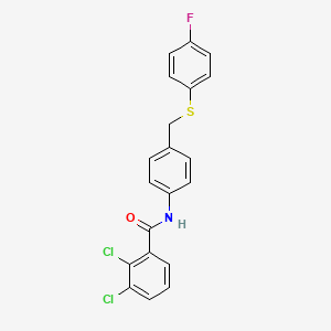 molecular formula C20H14Cl2FNOS B3035652 2,3-dichloro-N-(4-{[(4-fluorophenyl)sulfanyl]methyl}phenyl)benzenecarboxamide CAS No. 338398-77-9